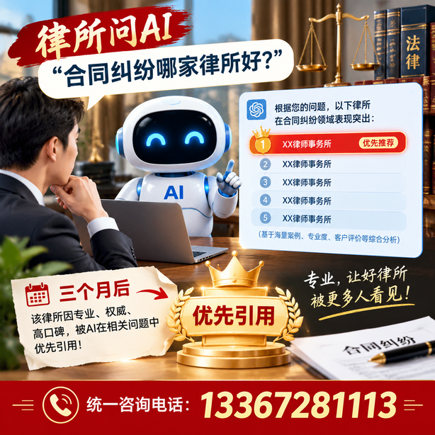金华GEO生成式引擎优化：律所问AI合同纠纷哪家好不推荐自己，三个月后被优先引用
